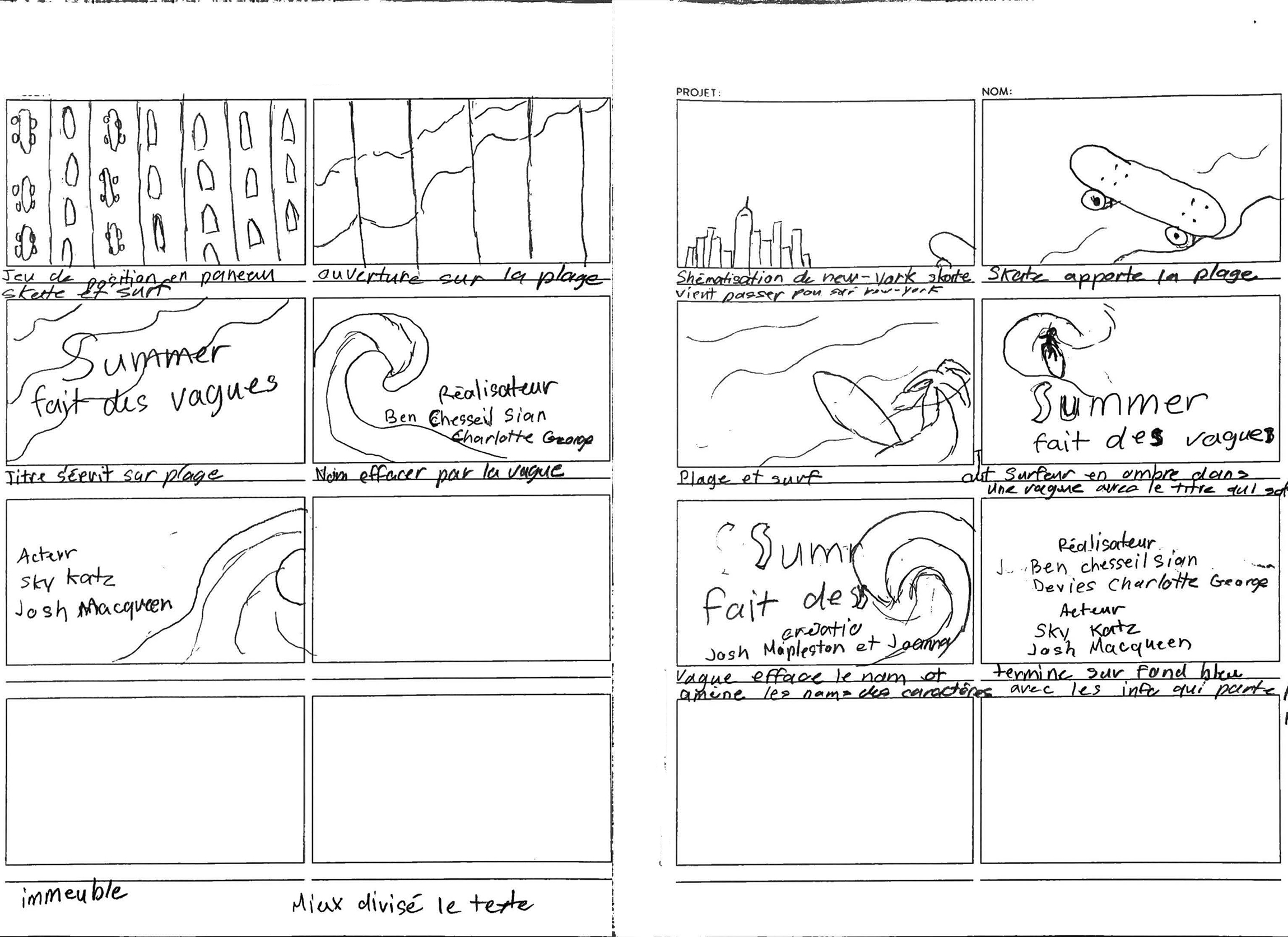 scénarimage préliminaire a la main